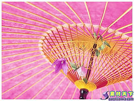 粉色花纸伞PPT模板