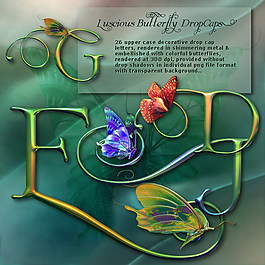 漂亮的蝴蝶与26个英文字母d素材