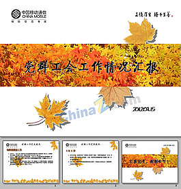 枫叶飘飘PPT模板下载