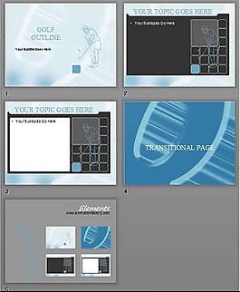 高尔夫球运动员线绘PPT素材