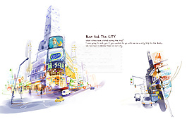 彩绘欧洲城市街景