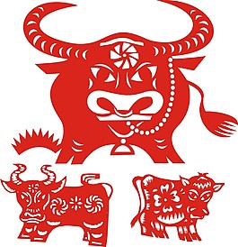 剪纸牛矢量