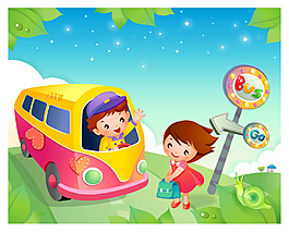 等巴士的小朋友