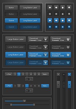 蓝黑色网站导航按键全站配套素材