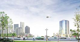 现代城市商业街区图片