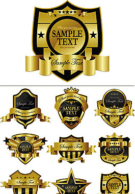 欧式奢华徽章金边矢量素材