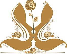 婚庆logo矢量素材 吻 玫瑰