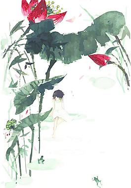 水墨画荷花图片