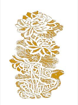 古代绘画荷花矢量图图片