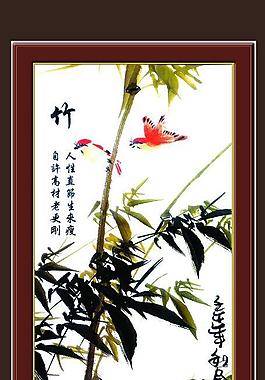 竹子 相框 画 古典图片