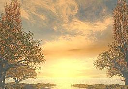 黄昏风景画图片