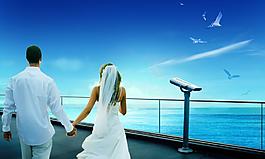 情侣海景创意图片