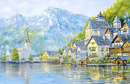 油画 童话风景图片