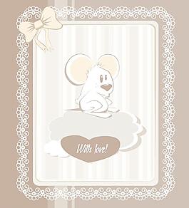 欧式花纹边框 可爱小老鼠图片