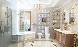 欧式豪华浴室效果图图片