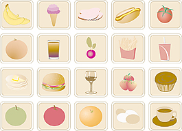 可爱的早餐食品图标矢量