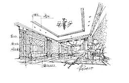 欧式家居客厅空间手绘草图图片