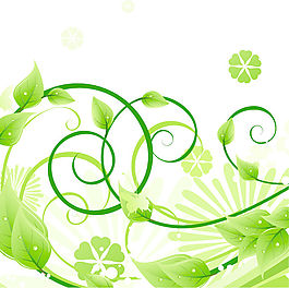 绿色花卉矢量插图