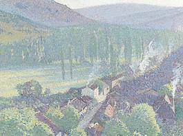 森林风光油画图片