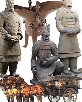 秦国战车兵马俑PSD素材