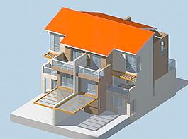 双拼别墅3d模型图片