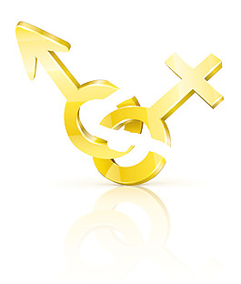 三维的男性和女性的金钥匙符号矢量
