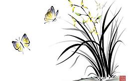 水墨兰花书画艺术PSD分层素