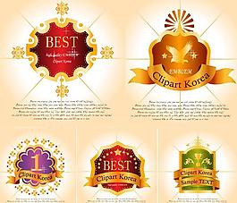 金色边框徽章标签矢量图  AI