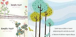 抽象彩绘植物背景矢量素材