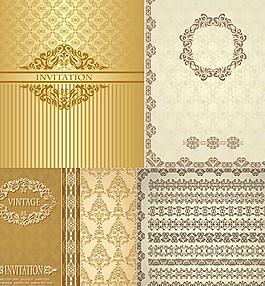 欧式花纹邀请函封面矢量素材