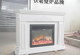 定制白色实木伏羲壁炉图片