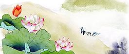 古典水墨荷花psd分层素材图片