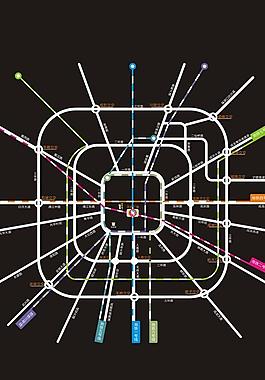成都市地铁路线图矢量素材