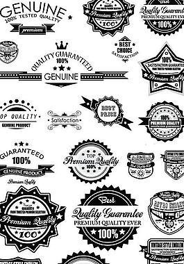 黑白欧式标签矢量图  AI