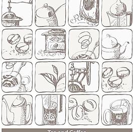 素描咖啡茶水图片