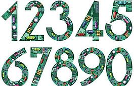 创意电路板阿拉伯数字矢量图