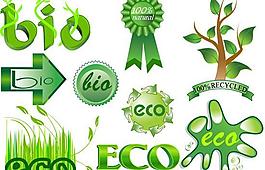 生态环保绿色标识矢量图  AI