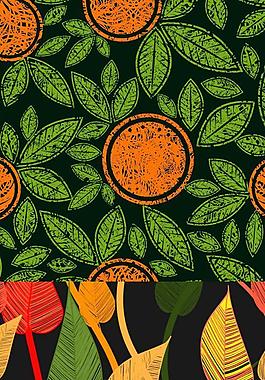 彩色叶脉树叶矢量素材