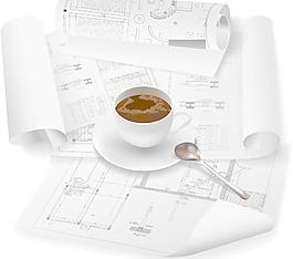 建筑工程图纸模型图 咖啡图片