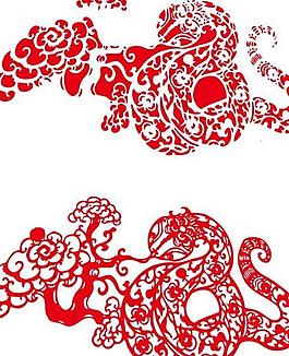 中国传统蛇形剪纸矢量图  AI