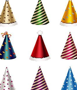 炫彩锥形圣诞帽矢量图  AI