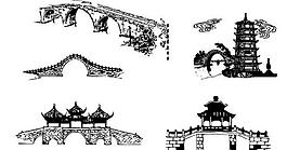 中国传统桥梁建筑矢量素材