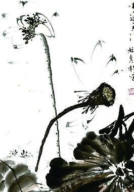 美术绘画莲花图片