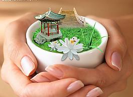 杯中世界（合成）图片