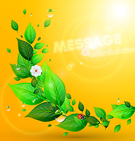 绿叶飘落矢量背景