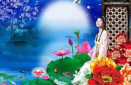 明月寄相思 美女思故乡 古典美女图片