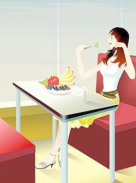 美女吃水果图片