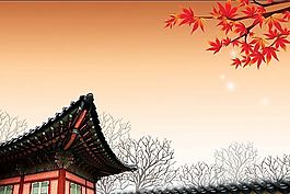 韩国宫殿秋天的枫叶ppt