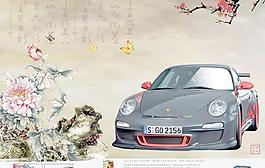 法拉利高级商务汽车广告PSD