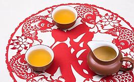 茶 中国 传统 剪纸图片